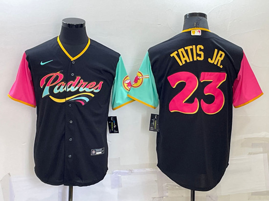 Youth San Diego Padres #23 Fernando Tatis Jr. 2022 Black City Connect Cool Base Stitched Jersey